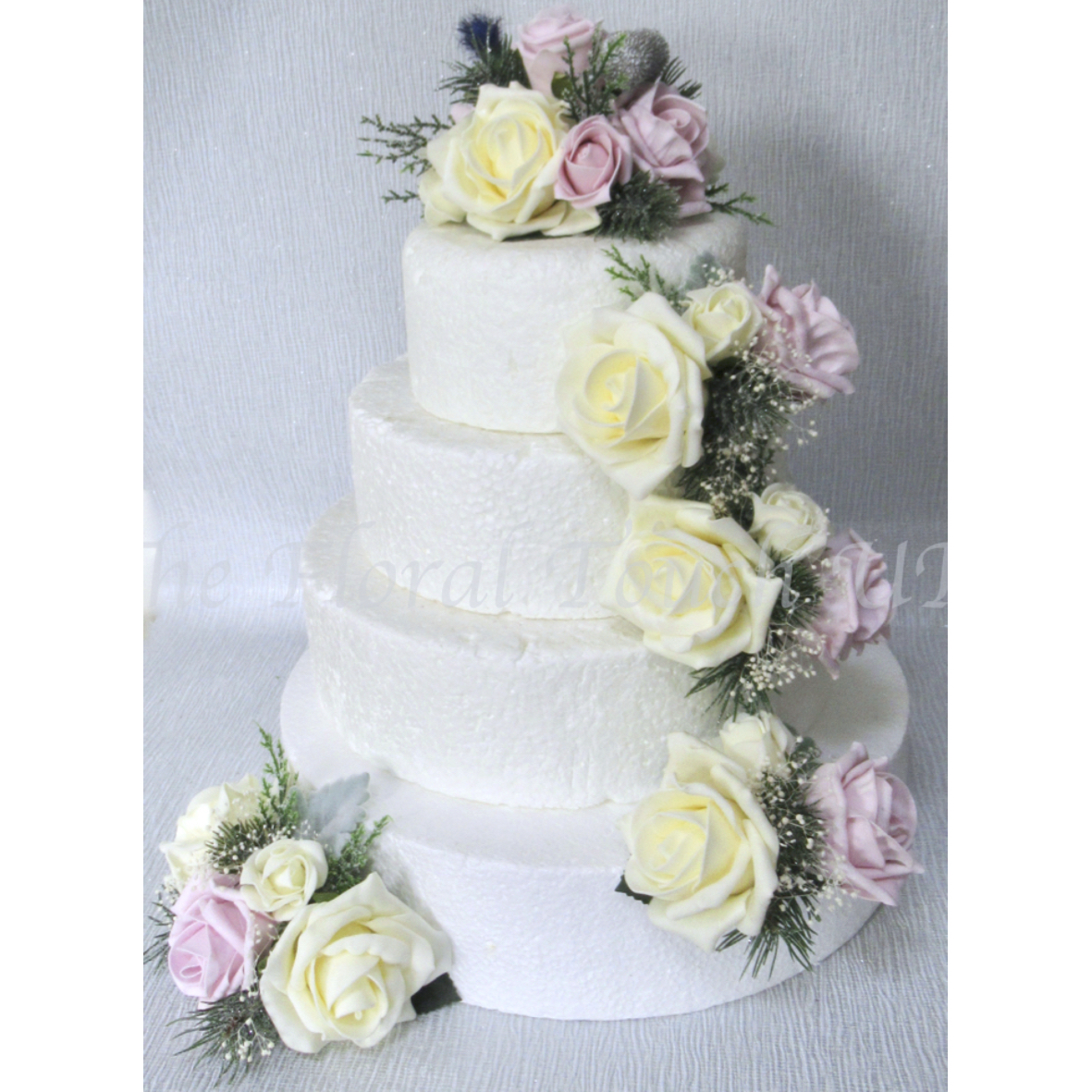 Pink & Cream Rose Cake Flowers